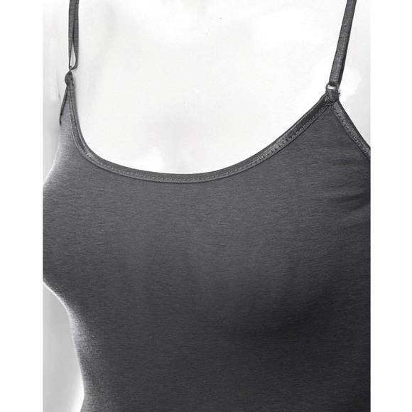 Cotton Camisole Women Basic Solid Plain Tank CHARC - Picture 2 of 3